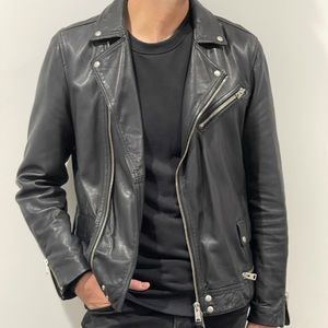 ALL SAINTS - Tyson Leather Biker Jacket (Black, Medium)